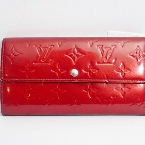 Louis Vuitton Monogram Vernis Sarah Long Red Wallet